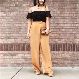 Satin Wide Leg Pants in Rust